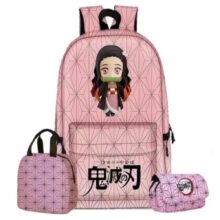 3Pcs/Set Kawaii Anime Demon Slayer Nezuko Kamado Print Backpack 3Pcs/Set Kawaii Anime Demon Slayer Nezuko Kamado Print Backpack