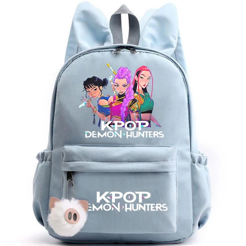 Kawaii Anime KPop Demon Hunters Printed Rabbit Ear Backpack Kawaii Anime KPop Demon Hunters Printed Rabbit Ear Backpack