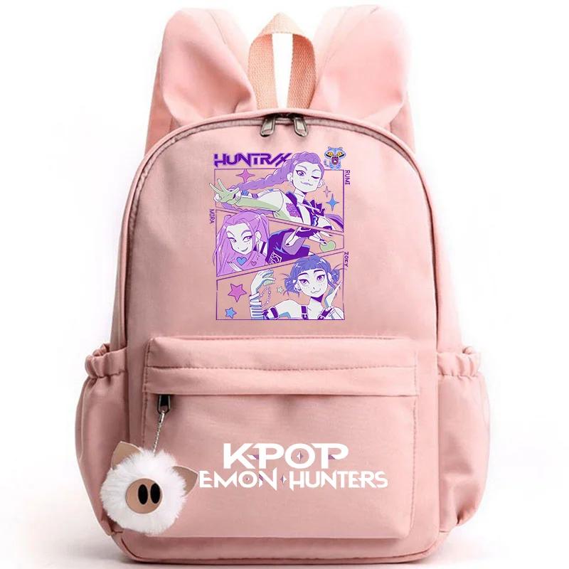 Kawaii KPop Demon Hunters Anime Nylon Rabbit Ear Backpack