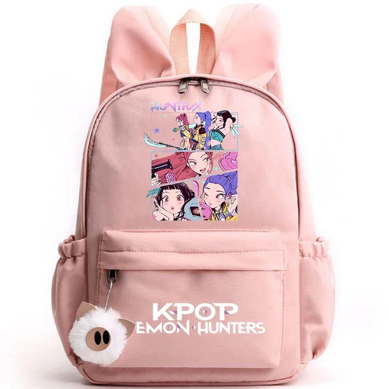 KPop Demon Hunters Kawaii Anime Nylon Rabbit Ear Backpack