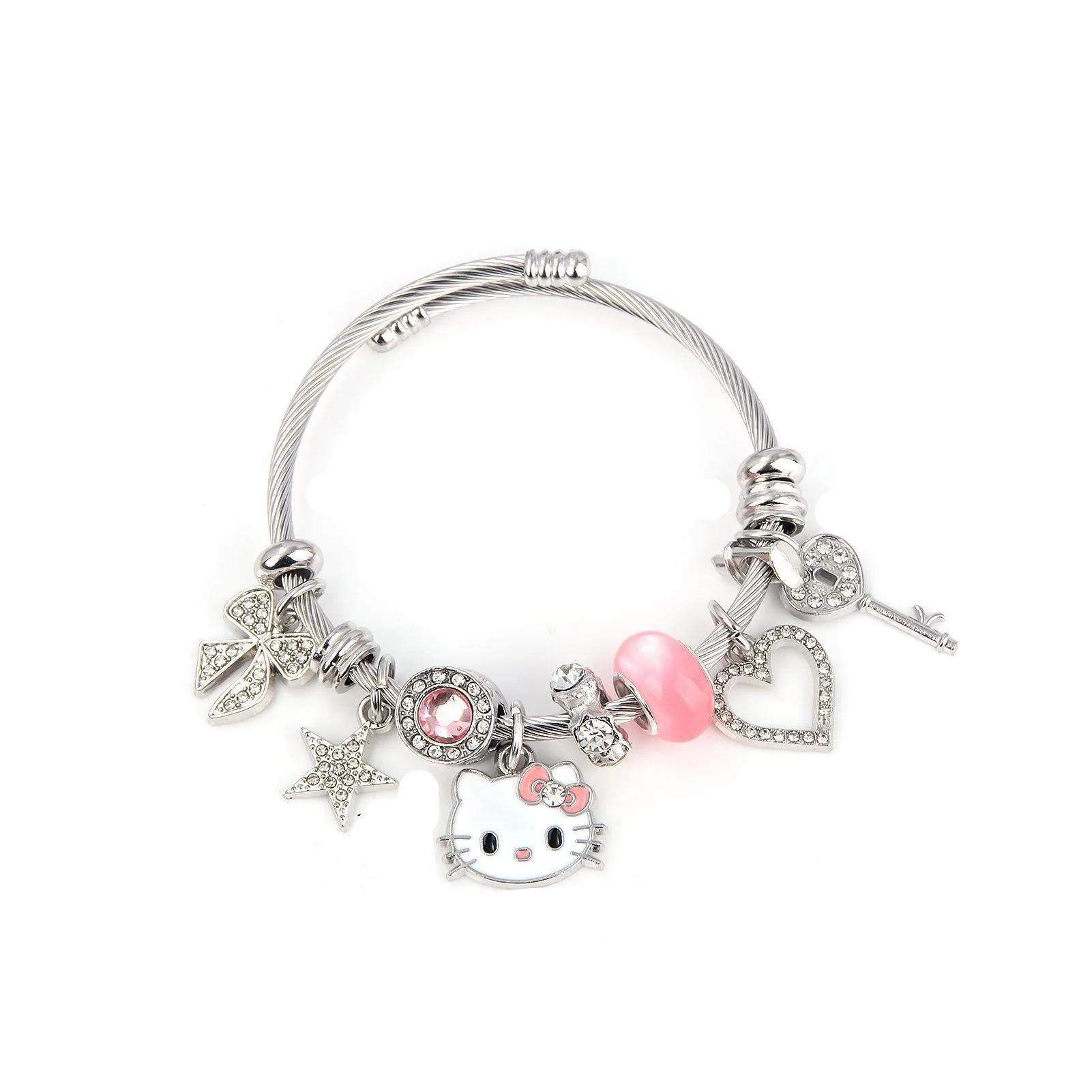 Kawaii Sanrio Cartoon Hello Kitty Gemstone Bracelet