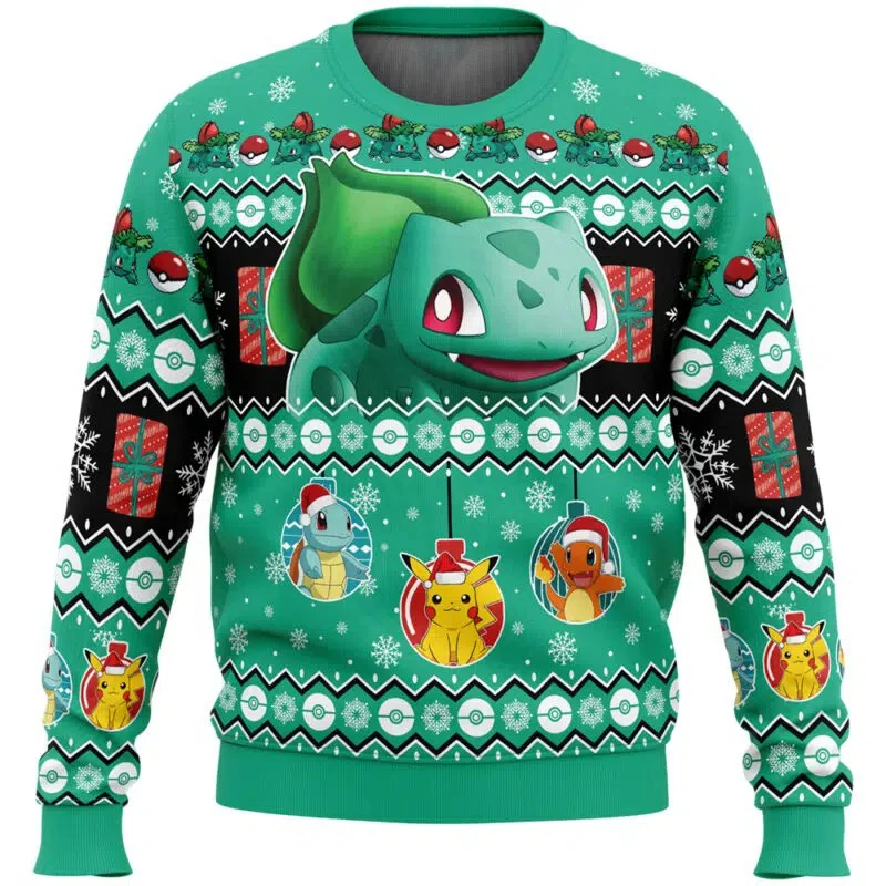 Anime Christmas Pokemon Bulbasaur Kawaii Sweater