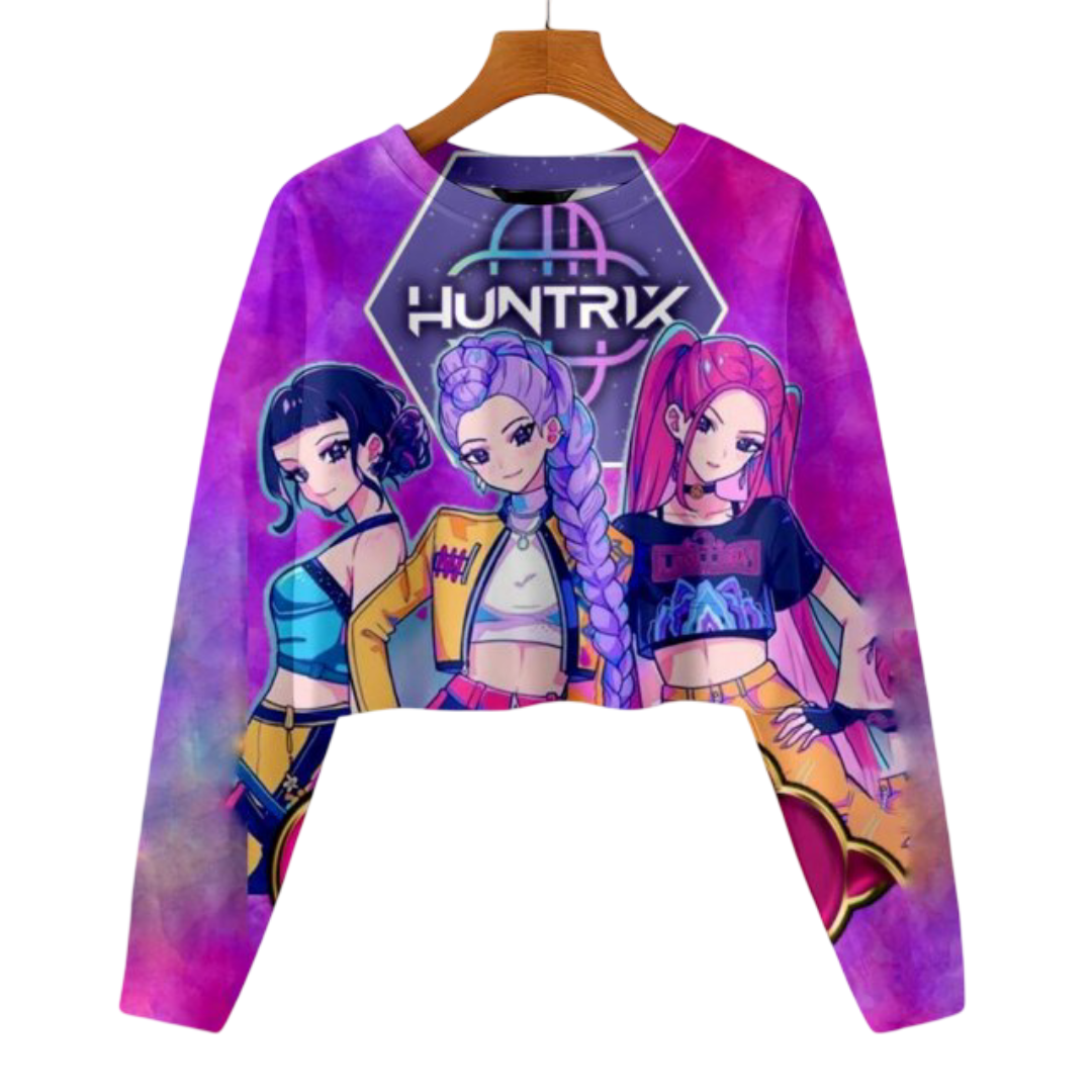 Kawaii KPop Demon Hunters Huntrix Cropped Hoodie