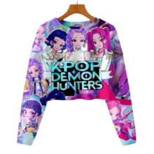 KPop Demon Hunters Kawaii Character Cropped Hoodie KPop Demon Hunters Kawaii Character Cropped Hoodie