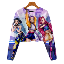 Anime KPop Demon Hunters Kawaii Character Cropped Long Sleeve Hoodie Anime KPop Demon Hunters Kawaii Character Cropped Long Sleeve Hoodie