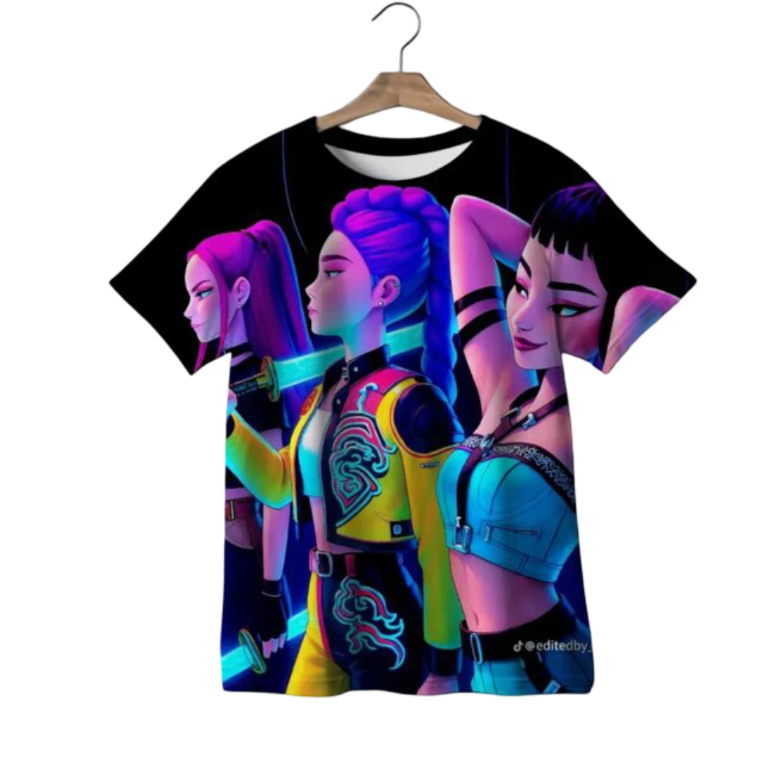 Kawaii KPop Demon Hunters Character Short Sleeve T-Shirt