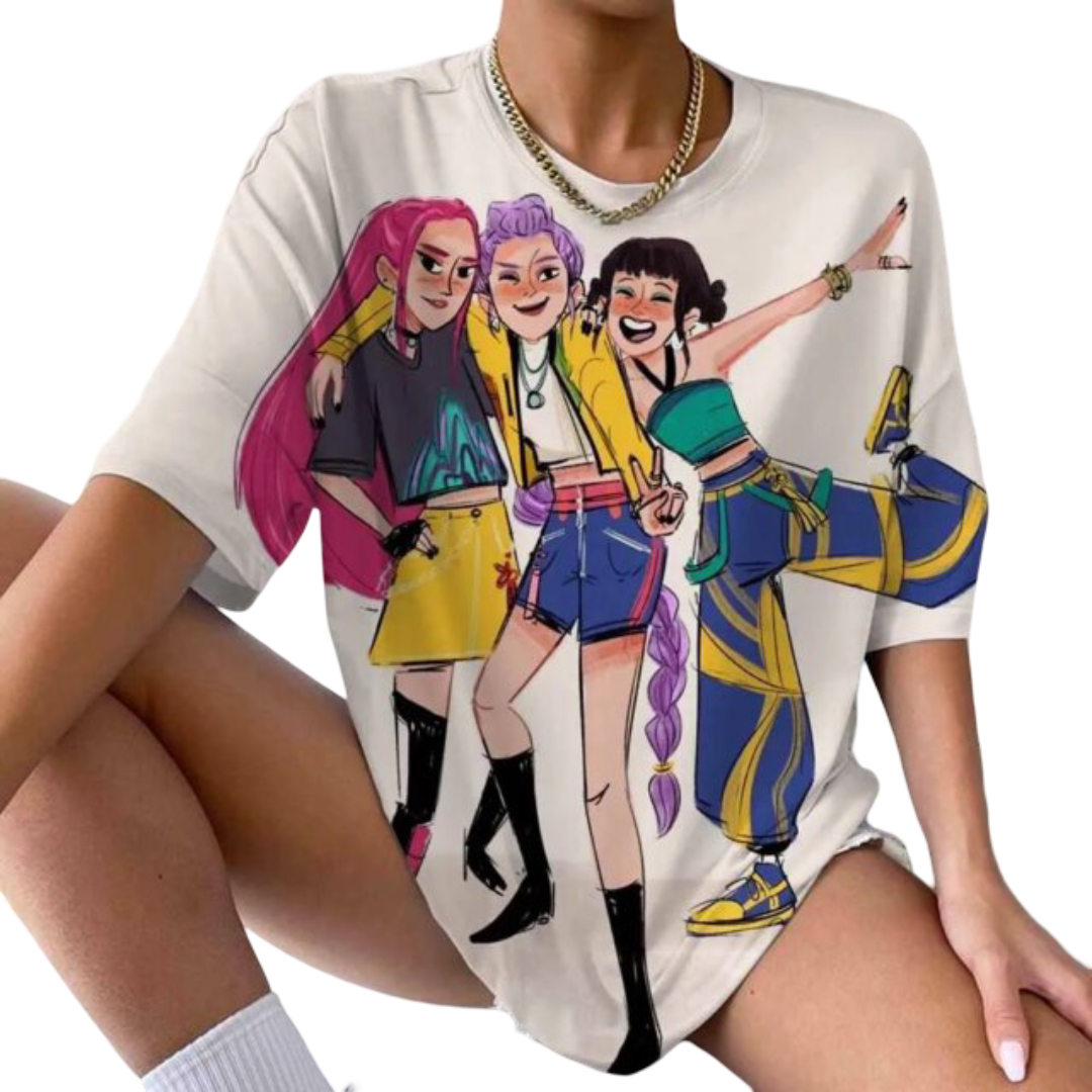 3D KPop Anime Demon Hunters Character Kawaii Short Sleeve T-Shirt