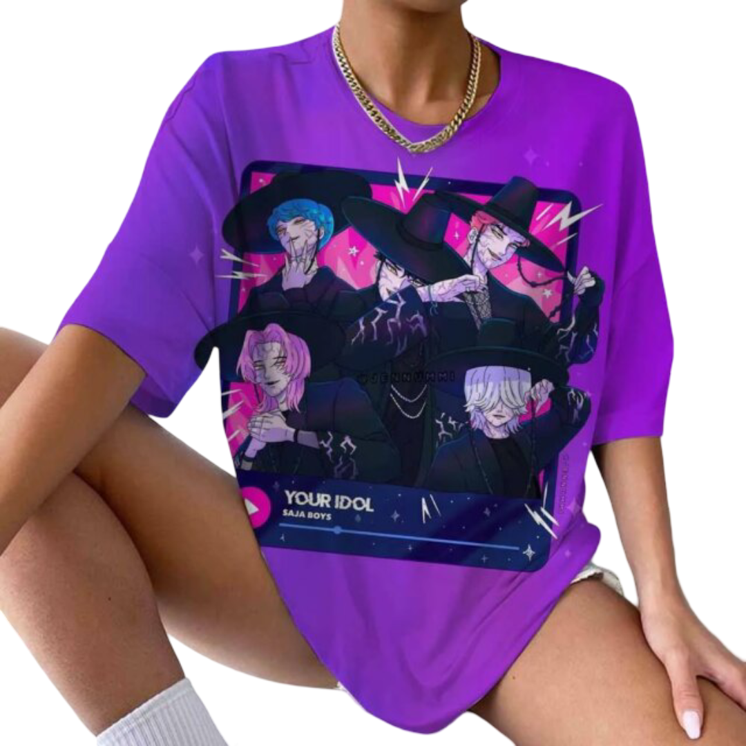 3D KPop Demon Hunters Kawaii Saja Boys Short Sleeve T-Shirt