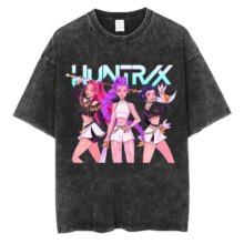 Anime KPop Demon Hunters Huntrix Kawaii Polyester T-Shirt For Women Anime KPop Demon Hunters Huntrix Kawaii Polyester T-Shirt For Women