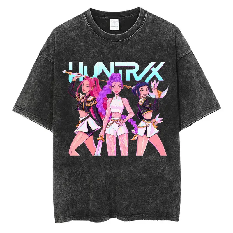 Anime KPop Demon Hunters Huntrix Kawaii Polyester T-Shirt For Women
