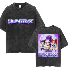 KPop Demon Hunters Huntrix Polyester Kawaii T-Shirt For Women KPop Demon Hunters Huntrix Polyester Kawaii T-Shirt For Women
