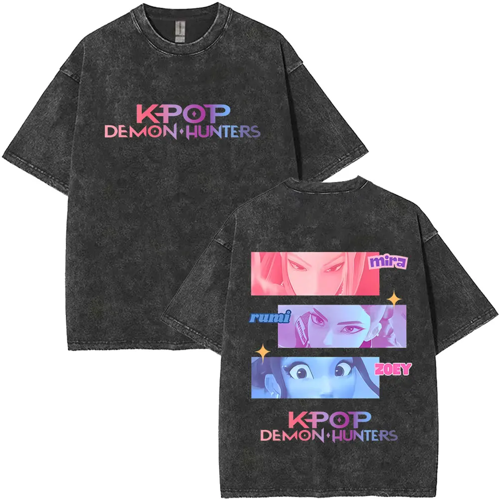Kawaii KPop Demon Hunters Saja Boys Polyester Print T-Shirt