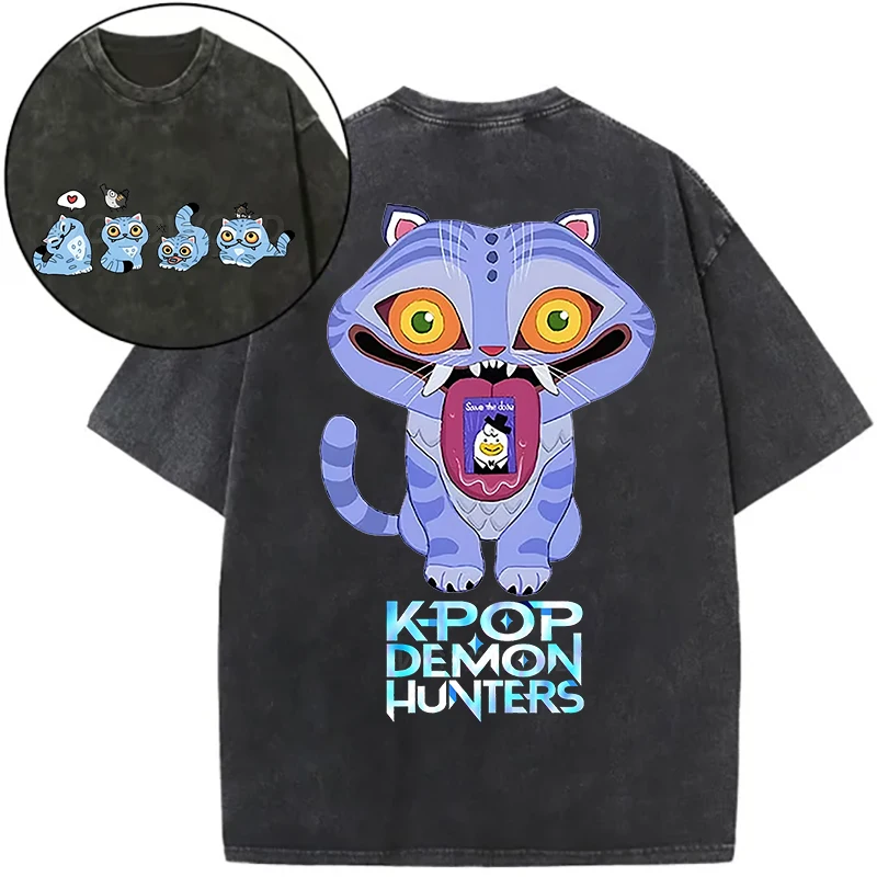 Anime KPop Demon Hunters Derpy Tiger Kawaii Print T-Shirt