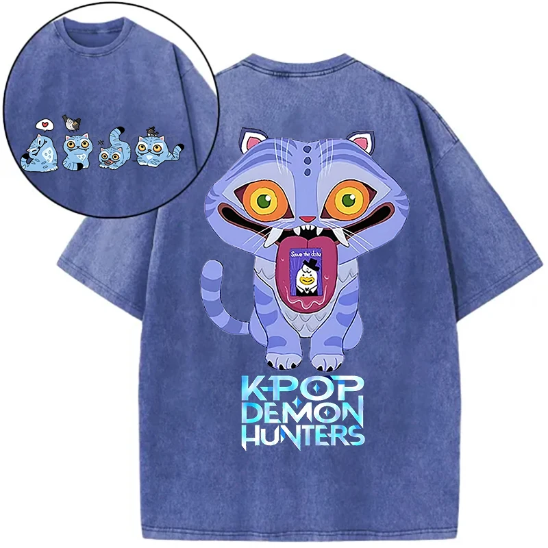 Anime KPop Demon Hunters Derpy Tiger Kawaii Print T-Shirt