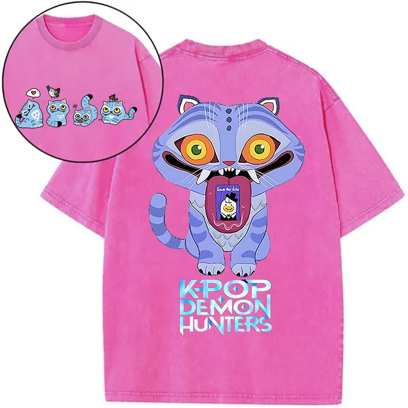 Anime KPop Demon Hunters Derpy Tiger Kawaii Print T-Shirt