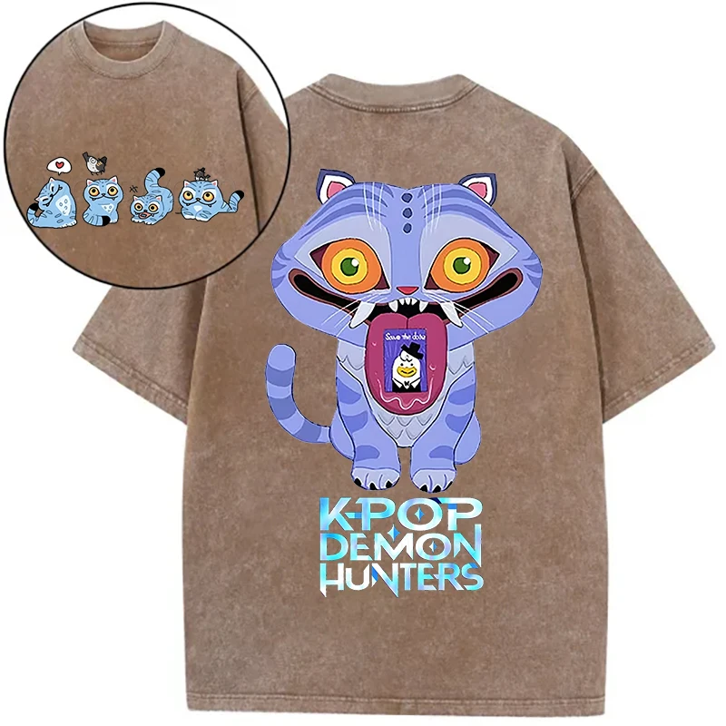 Anime KPop Demon Hunters Derpy Tiger Kawaii Print T-Shirt