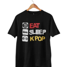 Eat Sleep KPop Print Kawai Polyester T-Shirt Eat Sleep KPop Print Kawai Polyester T-Shirt