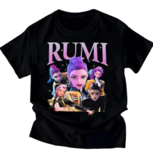 KPop Demon Hunters Kawaii Rumi Round Neck T-Shirt KPop Demon Hunters Kawaii Rumi Round Neck T-Shirt