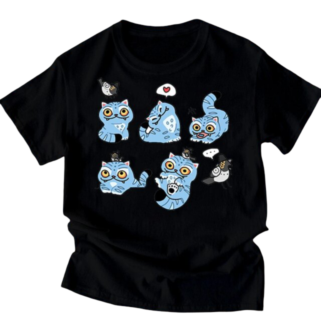 KPop Anime Demon Hunters Kawaii Derpy Tiger And Sussie Print T-Shirt