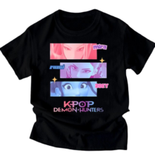Kawaii KPop Anime Demon Hunters Character Print T-Shirt Kawaii KPop Anime Demon Hunters Character Print T-Shirt