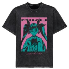 New 2025 Japanese Hatsune Miku Anime Printed Washed Cotton Retro Distressed Short-Sleeved Unisex T-Shirt Vintage Men Women New 2025 Japanese Hatsune Miku Anime Printed Washed Cotton Retro Distressed Short-Sleeved Unisex T-Shirt Vintage Men Women