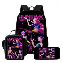 3Pcs Kawaii KPop Demon Hunters Character Nylon School Bag 3Pcs Kawaii KPop Demon Hunters Character Nylon School Bag