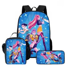 3Pcs KPop Demon Hunters Kawaii Character Nylon Backpack 3Pcs KPop Demon Hunters Kawaii Character Nylon Backpack