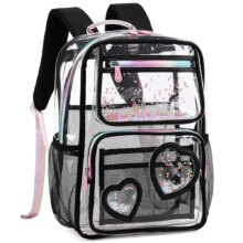 Clear Backpack for Girls Women Transparent Kids Elementary College School Bag Travel Laptop Backpacks Large Bookbags (Black) Clear Backpack for Girls Women Transparent Kids Elementary College School Bag Travel Laptop Backpacks Large Bookbags (Black)