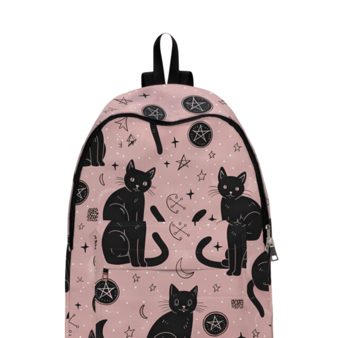 Kawaii Black Cat And Star Pattern Backpack
