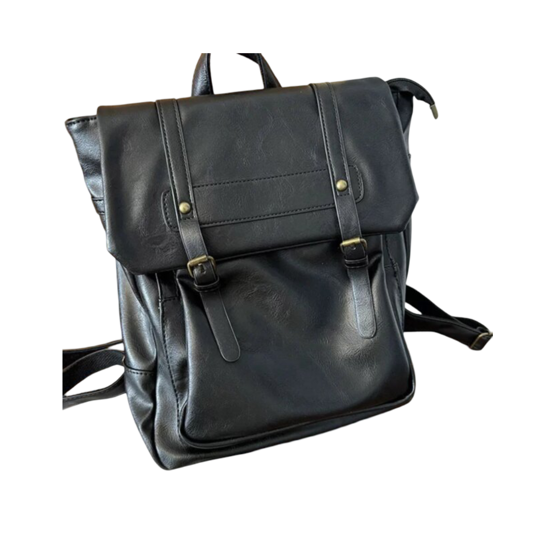 Kawaii Leather Black Backpack