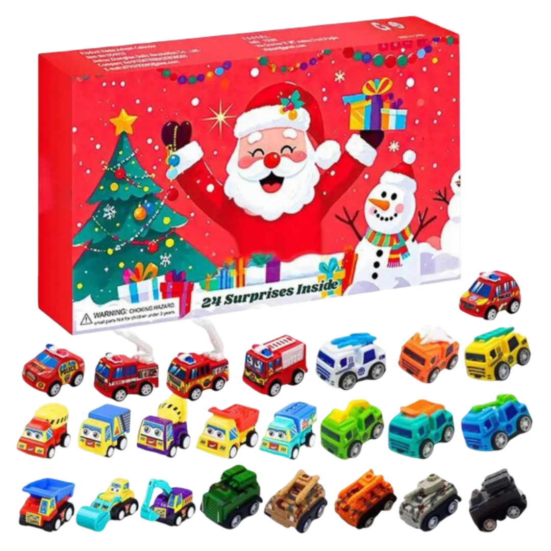 24Pcs Kawaii Christmas Pull-Back Car Advent Calendar