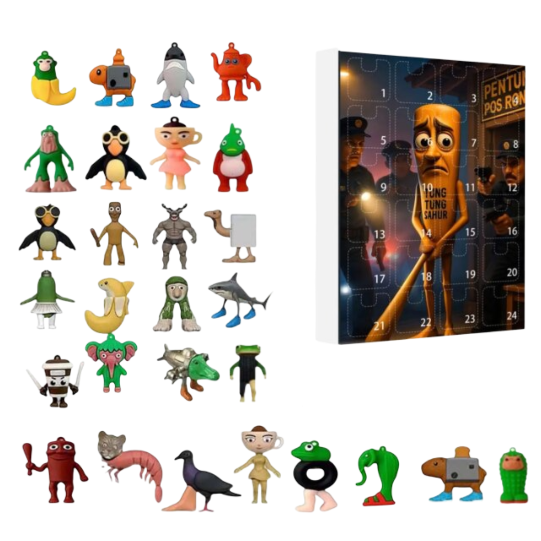 24Pcs Christmas Italian Brainrot Kawaii Advent Calendar Silicone Toy