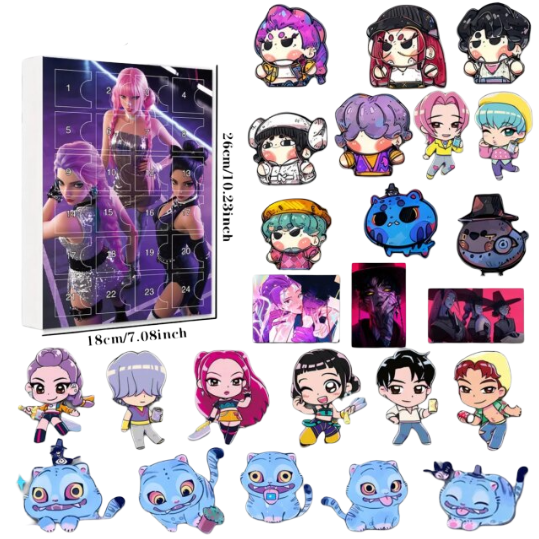 Christmas Kawaii KPop Demon Hunters Advent Calendar Acrylic Keychain