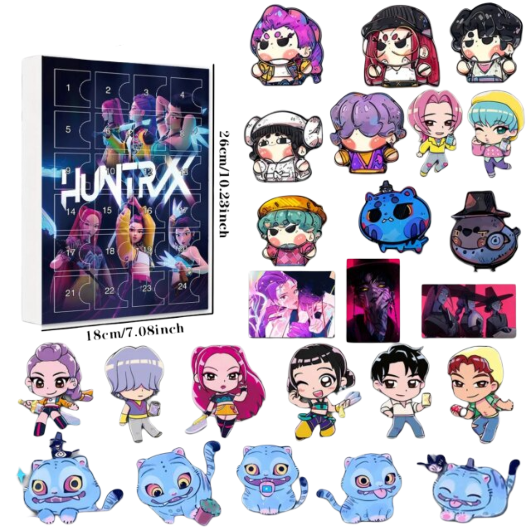 Christmas Kawaii KPop Demon Hunters Huntrix Advent Calendar Acrylic Keychain
