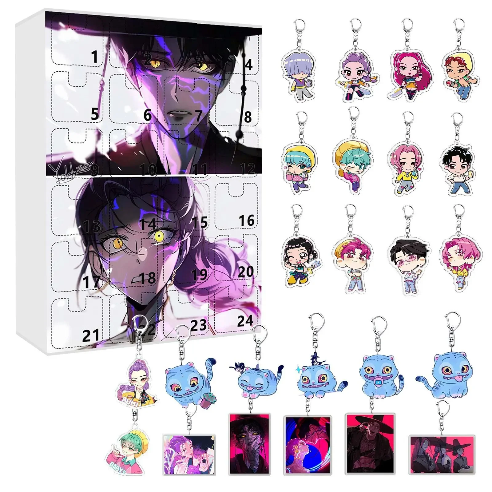 Kawaii KPop Demon Hunters Anime Character Advent Calendar With Keychain