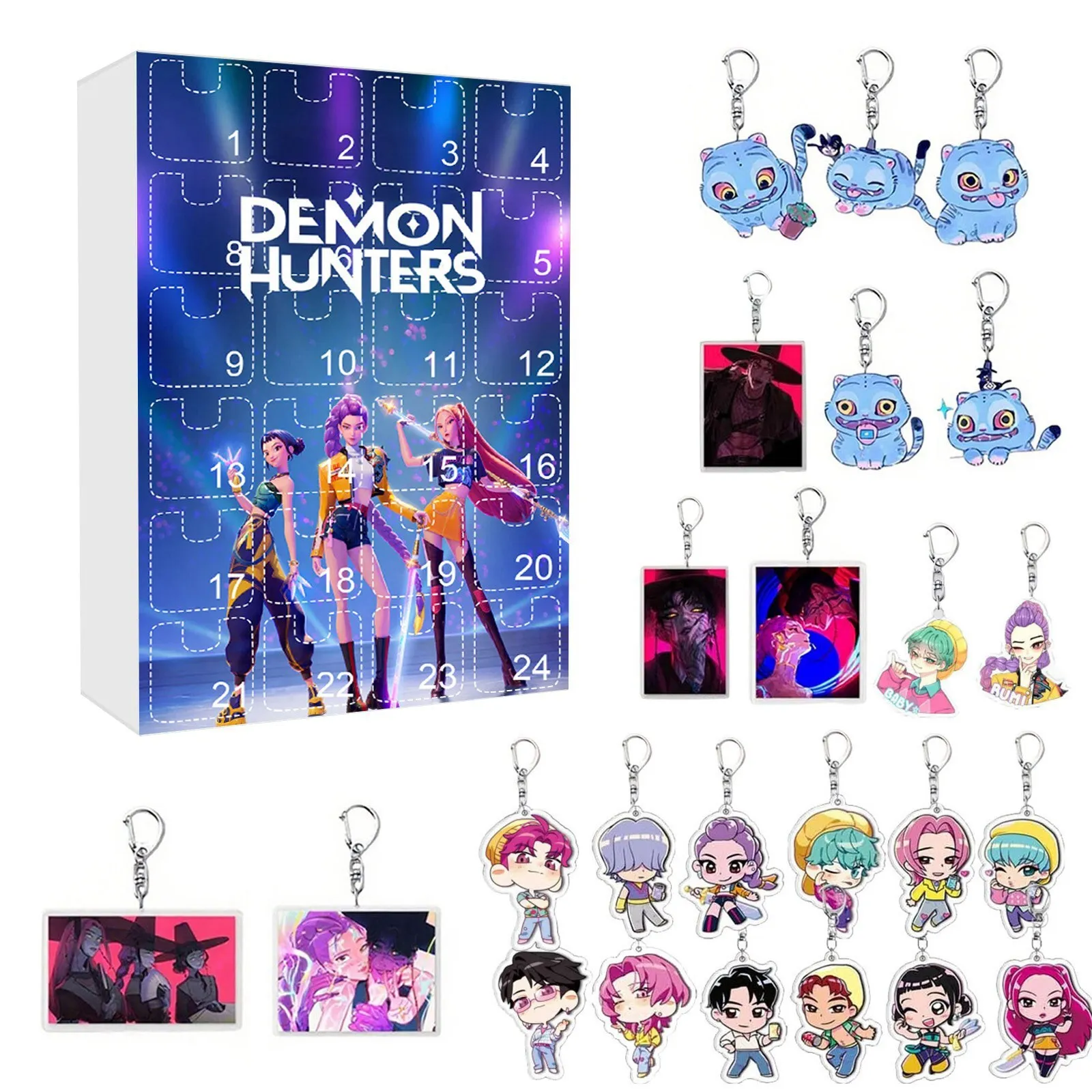 Anime KPop Demon Hunters Kawaii Advent Calendar With Keychain