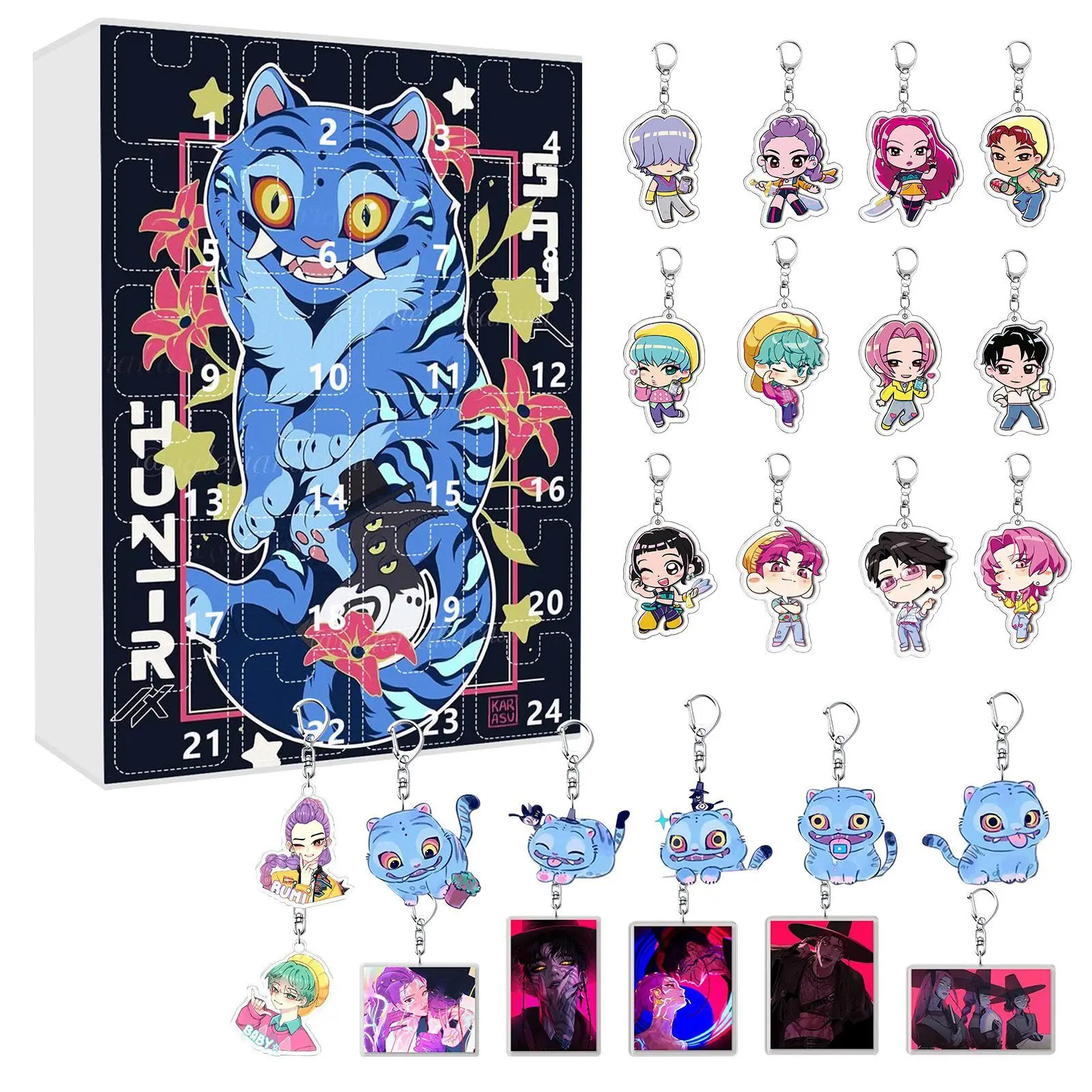 Anime KPop Demon Hunters Kawaii Character Advent Calendar With Keychain