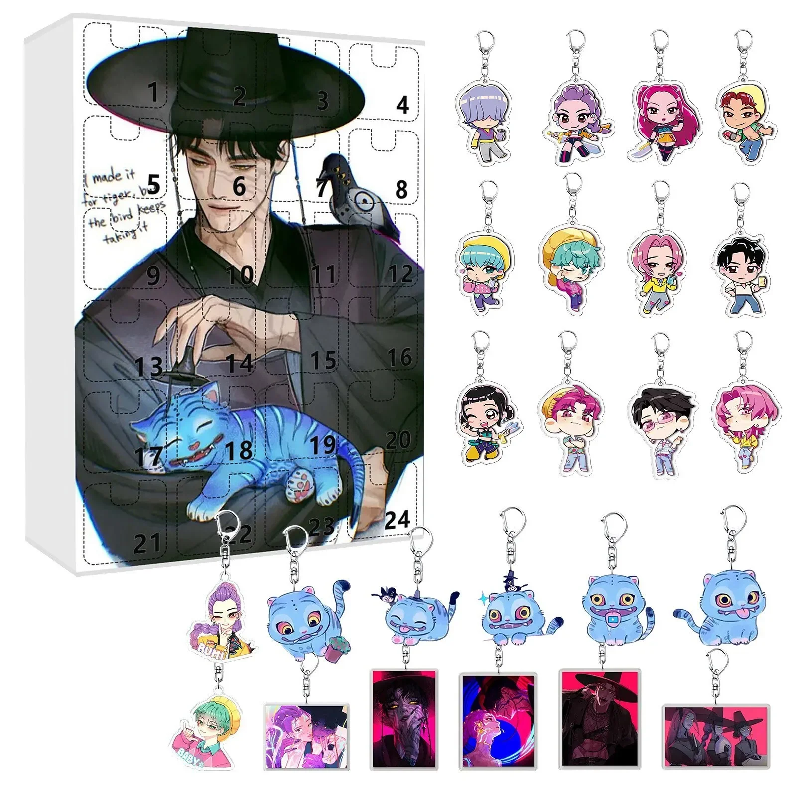 Anime Kawaii KPop Demon Hunters Advent Calendar With Keychain