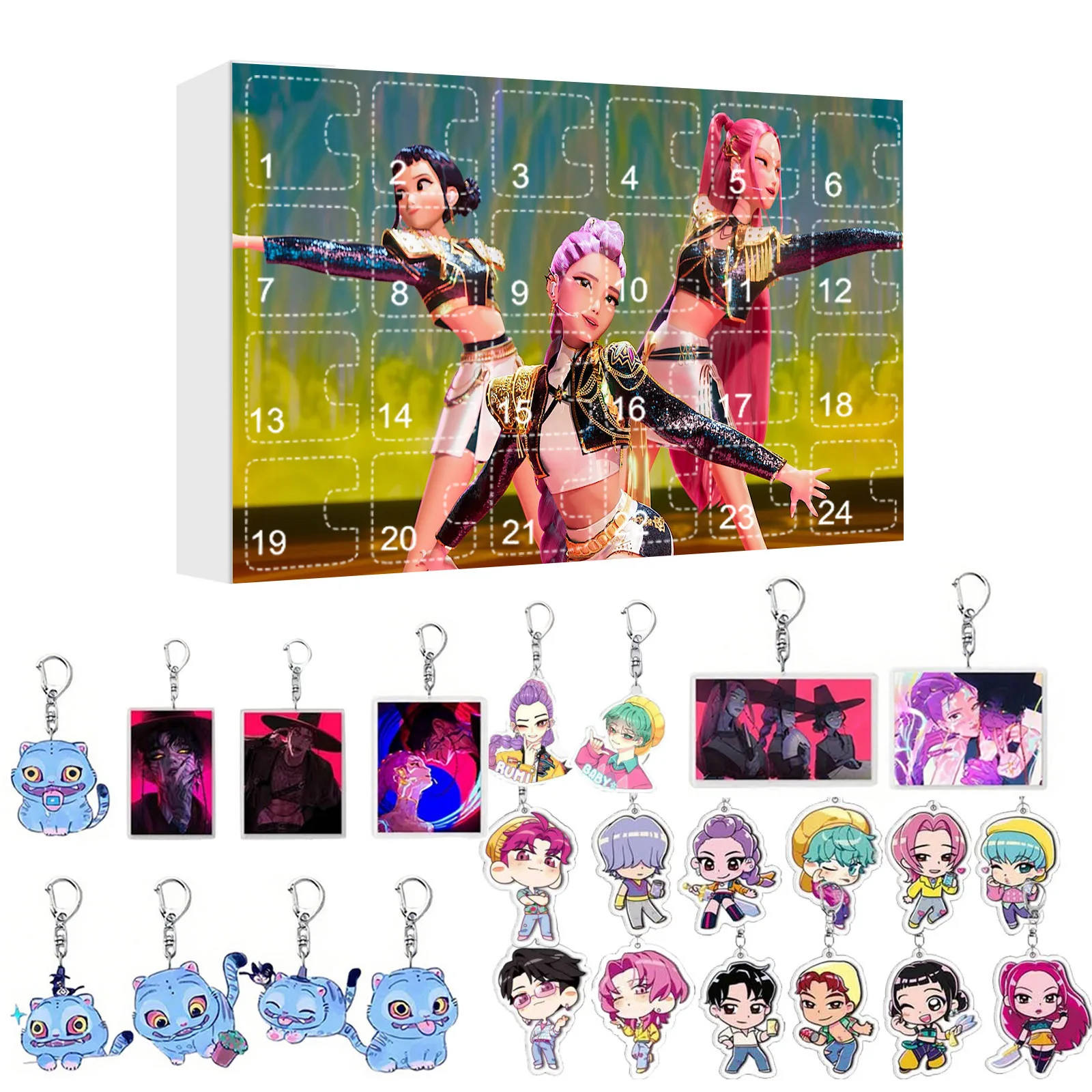 Kawaii KPop Demon Hunters Anime Advent Calendar With Keychain