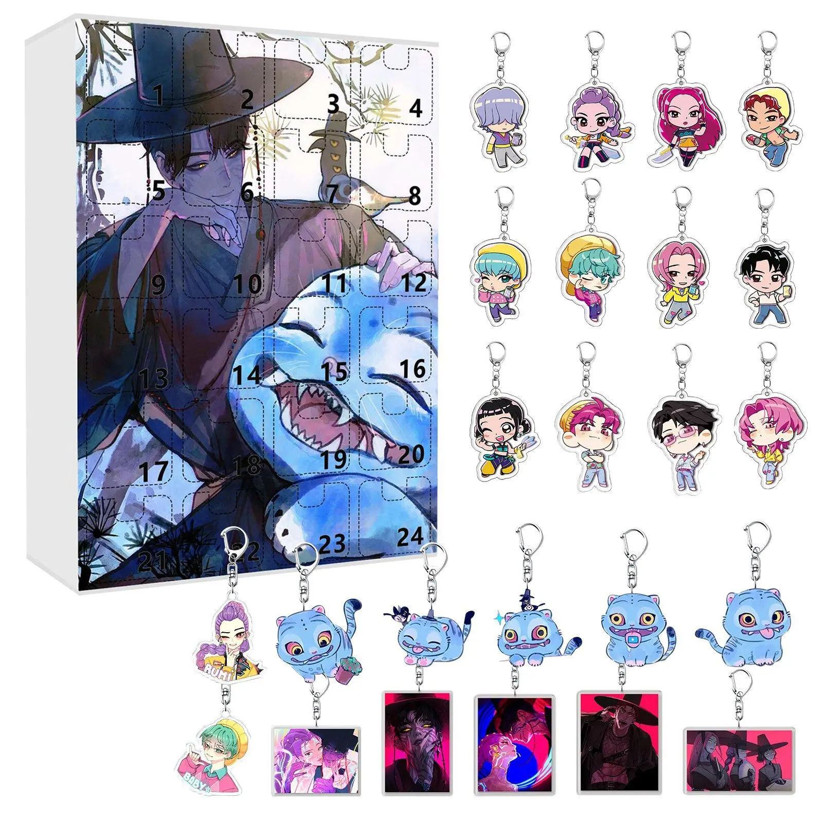 KPop Demon Hunters Kawaii Anime Character Advent Calendar With Keychain
