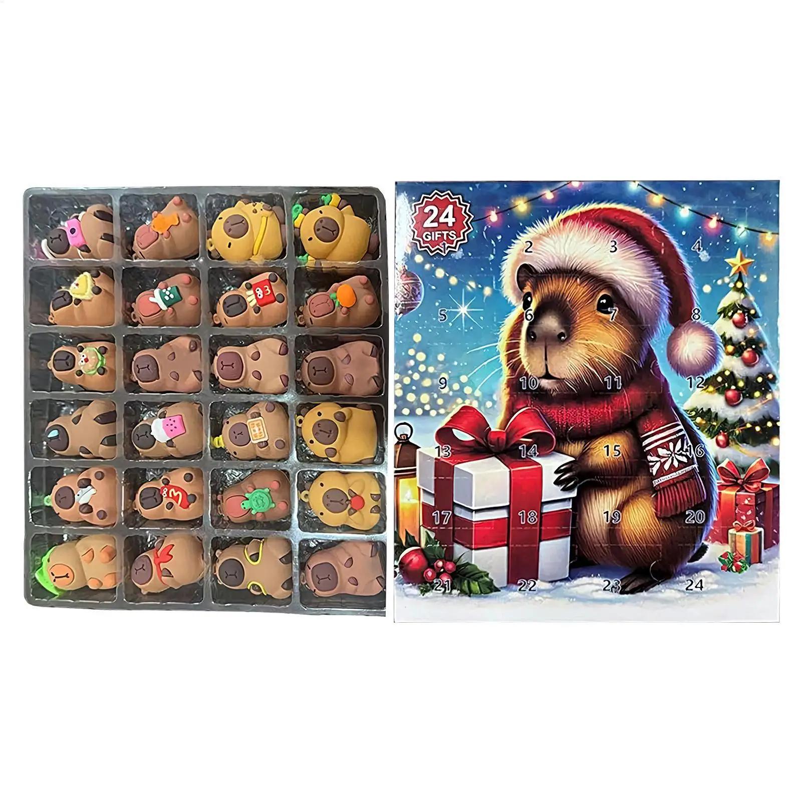 24Pcs Kawaii Capybara Christmas Advent Christmas