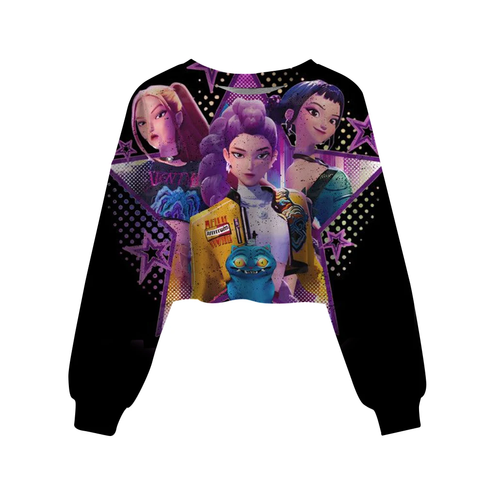 Kawaii KPop Demon Hunters Crop Top Sweatshirt