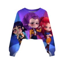 Kawaii KPop Demon Hunters Anime Character Crop Top Sweatshirt Kawaii KPop Demon Hunters Anime Character Crop Top Sweatshirt
