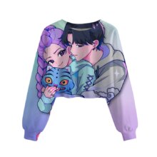 Anime KPop Demon Hunters Crop Top Kawaii Sweatshirt Anime KPop Demon Hunters Crop Top Kawaii Sweatshirt
