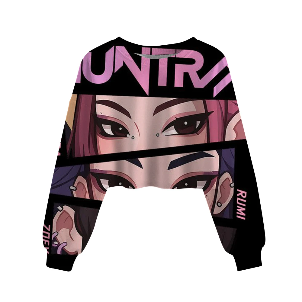 Kawaii KPop Demon Hunters Rumi Eyes Crop Top Sweatshirt