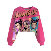 Kawaii KPop Demon Hunters Charcater Printed Crop Sweatshirt Kawaii KPop Demon Hunters Charcater Printed Crop Sweatshirt