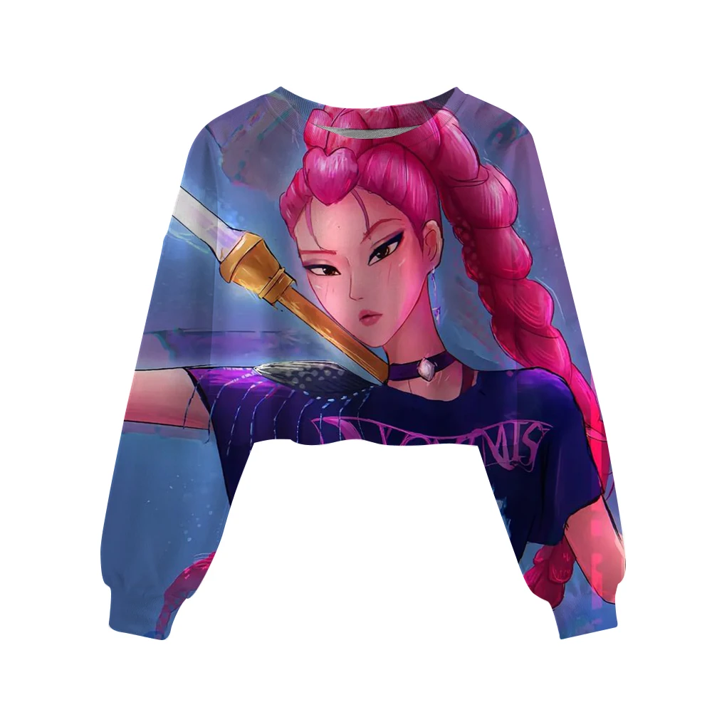 Kawaii KPop Demon Hunters Rumi Printed Crop Sweatshirt
