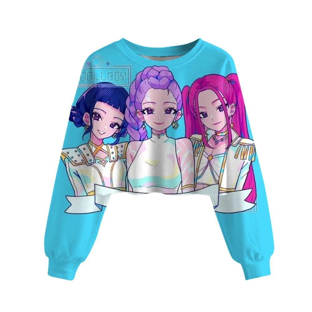 Kawaii Anime KPop Demon Hunters Character Crop Sweatshirts
