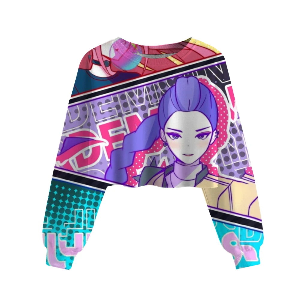 Kawaii KPop Demon Hunters Rumi Print Crop Sweatshirt