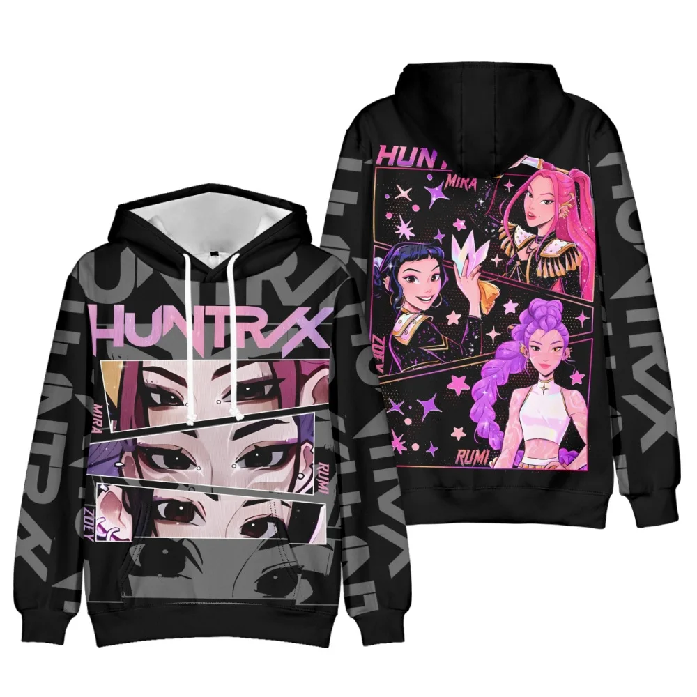 Kawaii KPop Demon Hunters Huntrix Pattern Print Hoodie